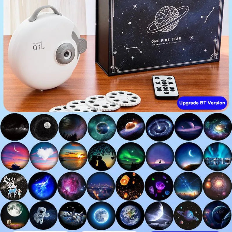 Romantic HD Ultra Clear Focus 3D Vision Galaxy Star Projector Night Light BT Music Speaker  For Adults Kids Holiday Gifts