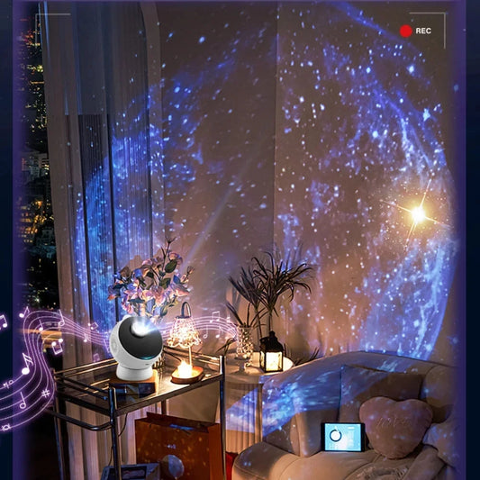 Romantic HD Ultra Clear Focus 3D Vision Galaxy Star Projector Night Light BT Music Speaker  For Adults Kids Holiday Gifts