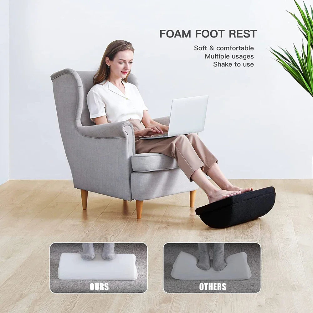 Foot Rest for Under Desk At Work, Comfortable Foot Stool with 2 Adjustable Heights for Back & Hip Pain Relief, Office, Home, Car