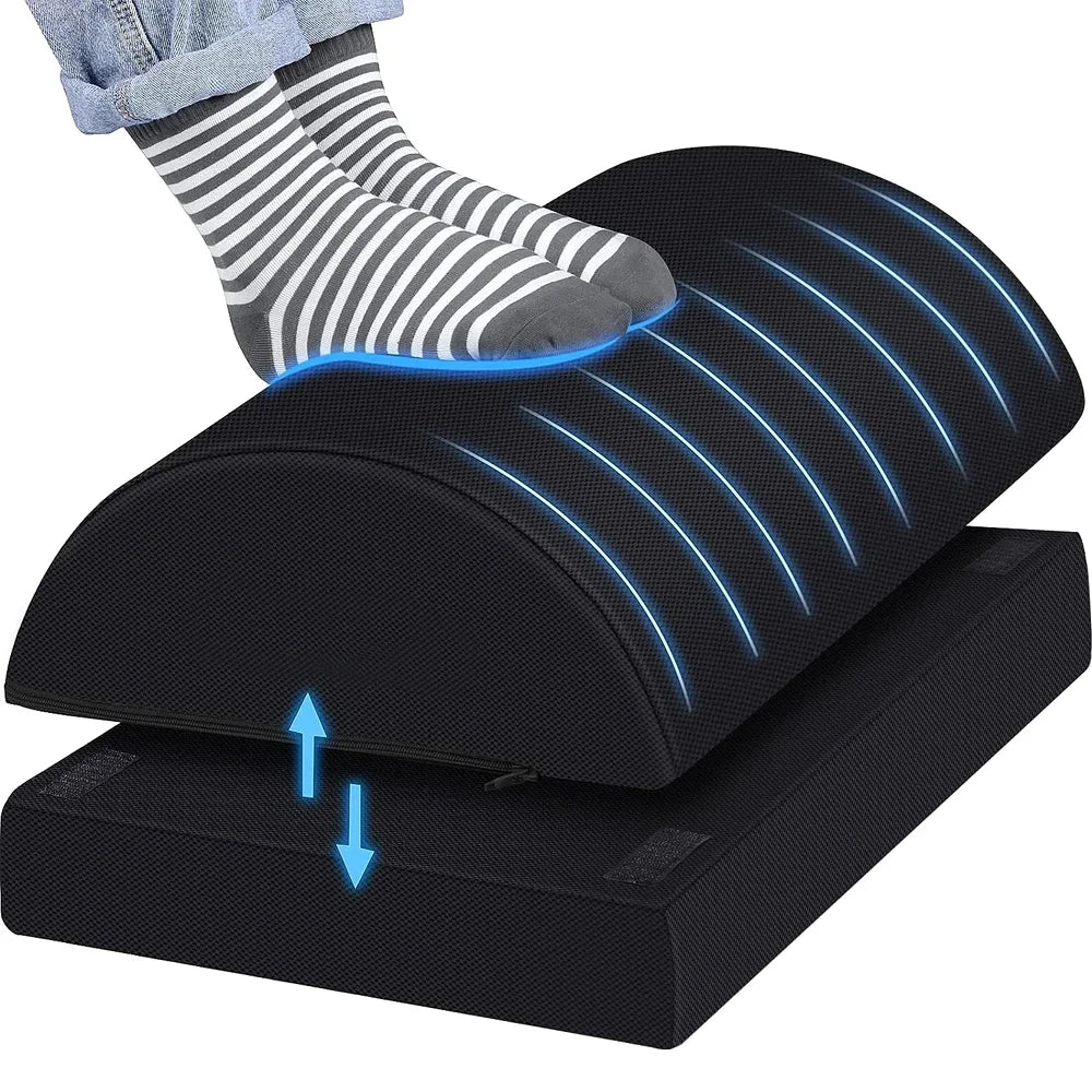 Foot Rest for Under Desk At Work, Comfortable Foot Stool with 2 Adjustable Heights for Back & Hip Pain Relief, Office, Home, Car