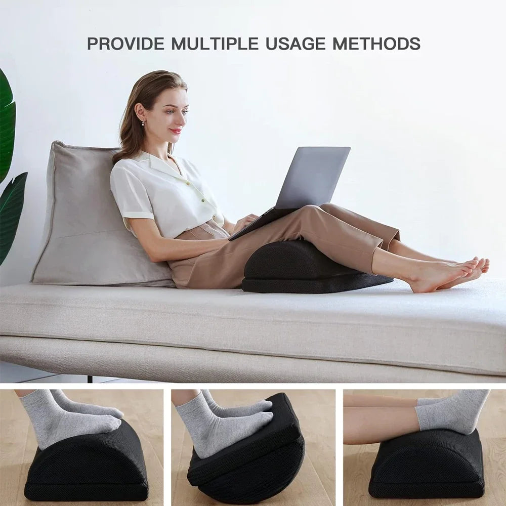 Foot Rest for Under Desk At Work, Comfortable Foot Stool with 2 Adjustable Heights for Back & Hip Pain Relief, Office, Home, Car