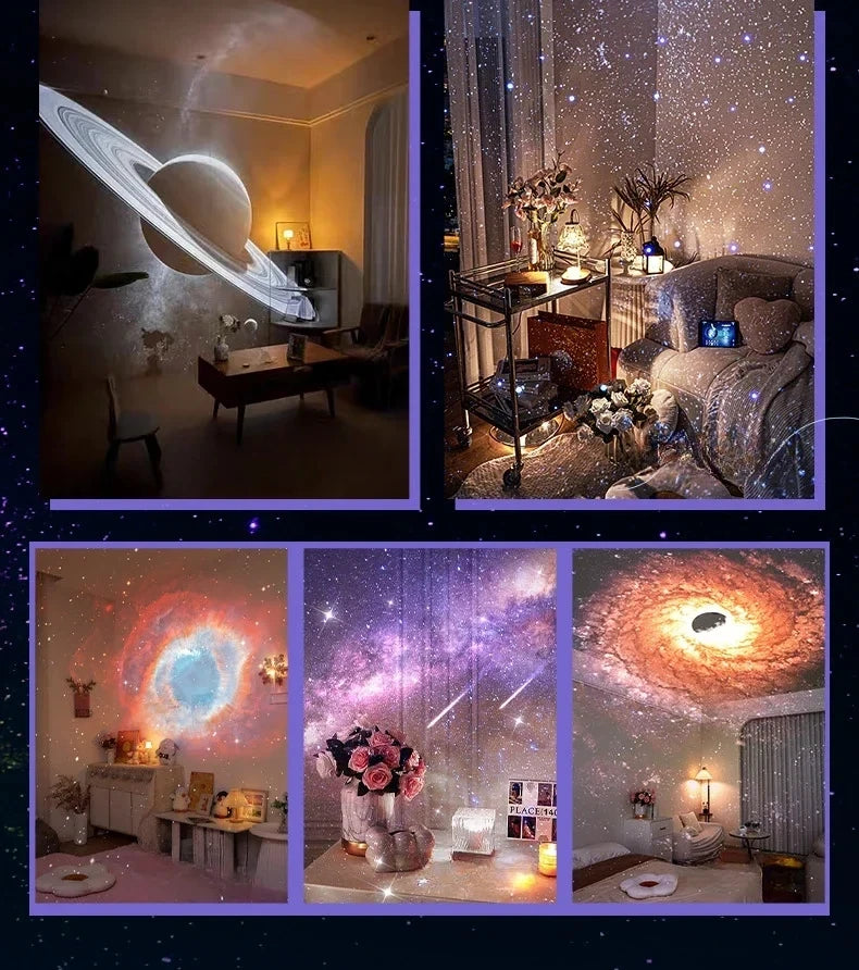 Romantic HD Ultra Clear Focus 3D Vision Galaxy Star Projector Night Light BT Music Speaker  For Adults Kids Holiday Gifts