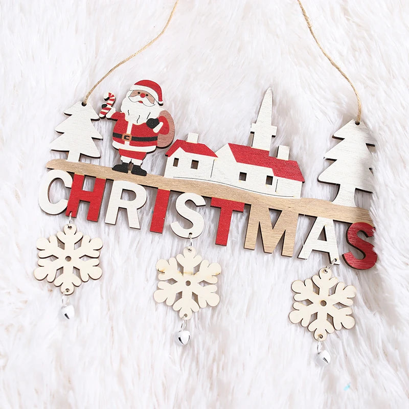 Gnome Santa Claus Wooden Hanging Ornament 2024 Merry Christmas Decoration for Home Door Xmas Tree Pendants Navidad New Year 2025