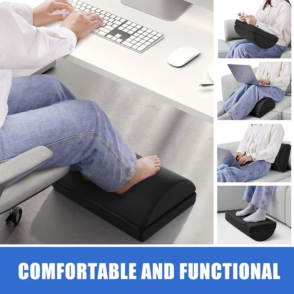 Foot Rest for Under Desk At Work, Comfortable Foot Stool with 2 Adjustable Heights for Back & Hip Pain Relief, Office, Home, Car